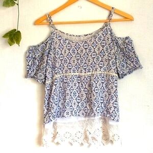 SKIES ARE BLUE Summer Floral Blouse Size Small Fairycore Cottagecore Grunge Top